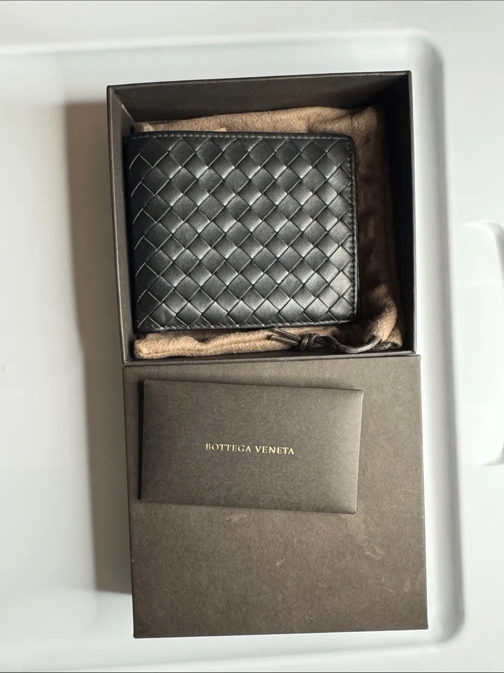 Bottega Veneta Black Intrecciato Leather Folded Card Holder